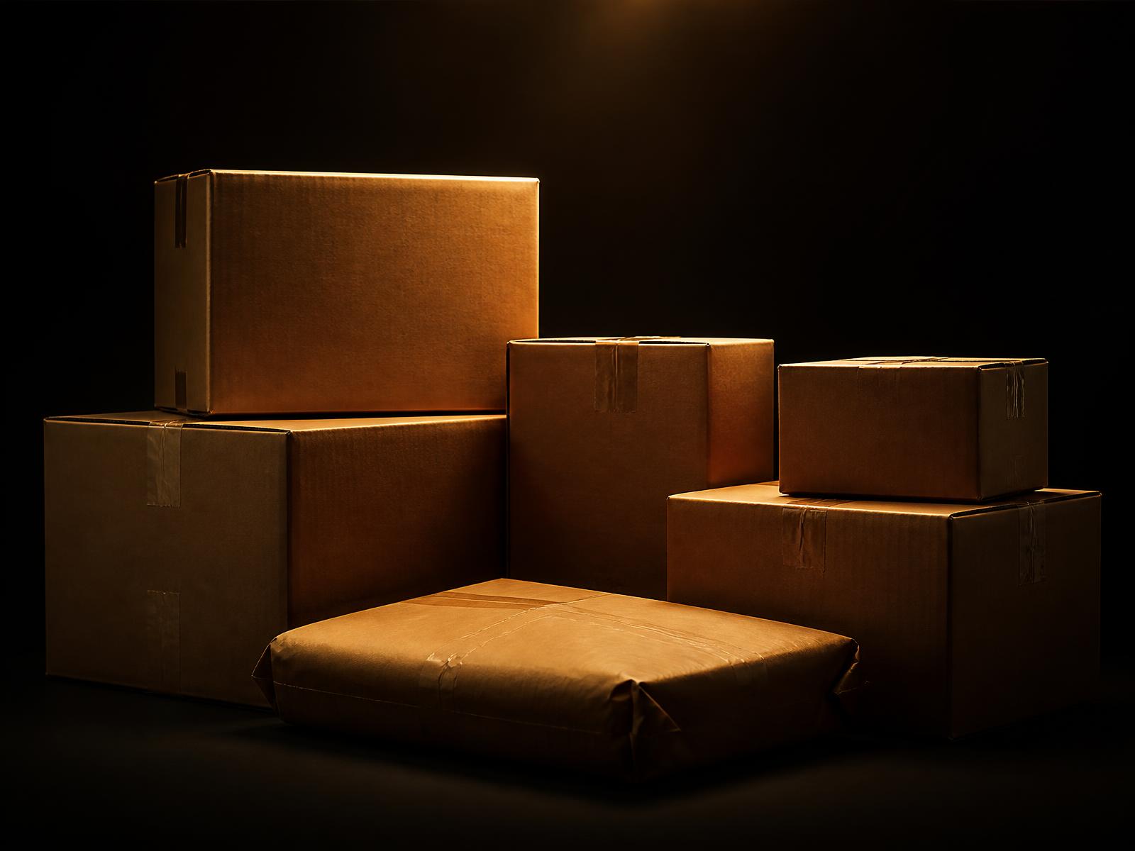 Cajas de encomiendas listas para enviar a Latinoamérica